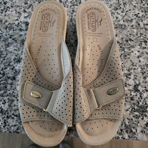 Fly Flot Women's Anti Shock Tan Italian Leather Sandals 39